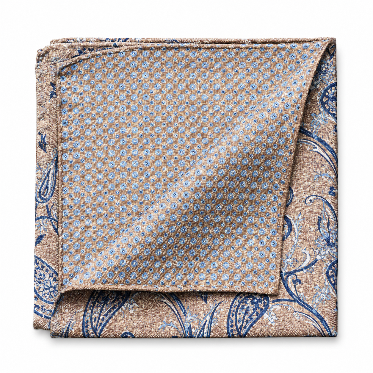 Silk Pocket Square Double-Sided Beige
