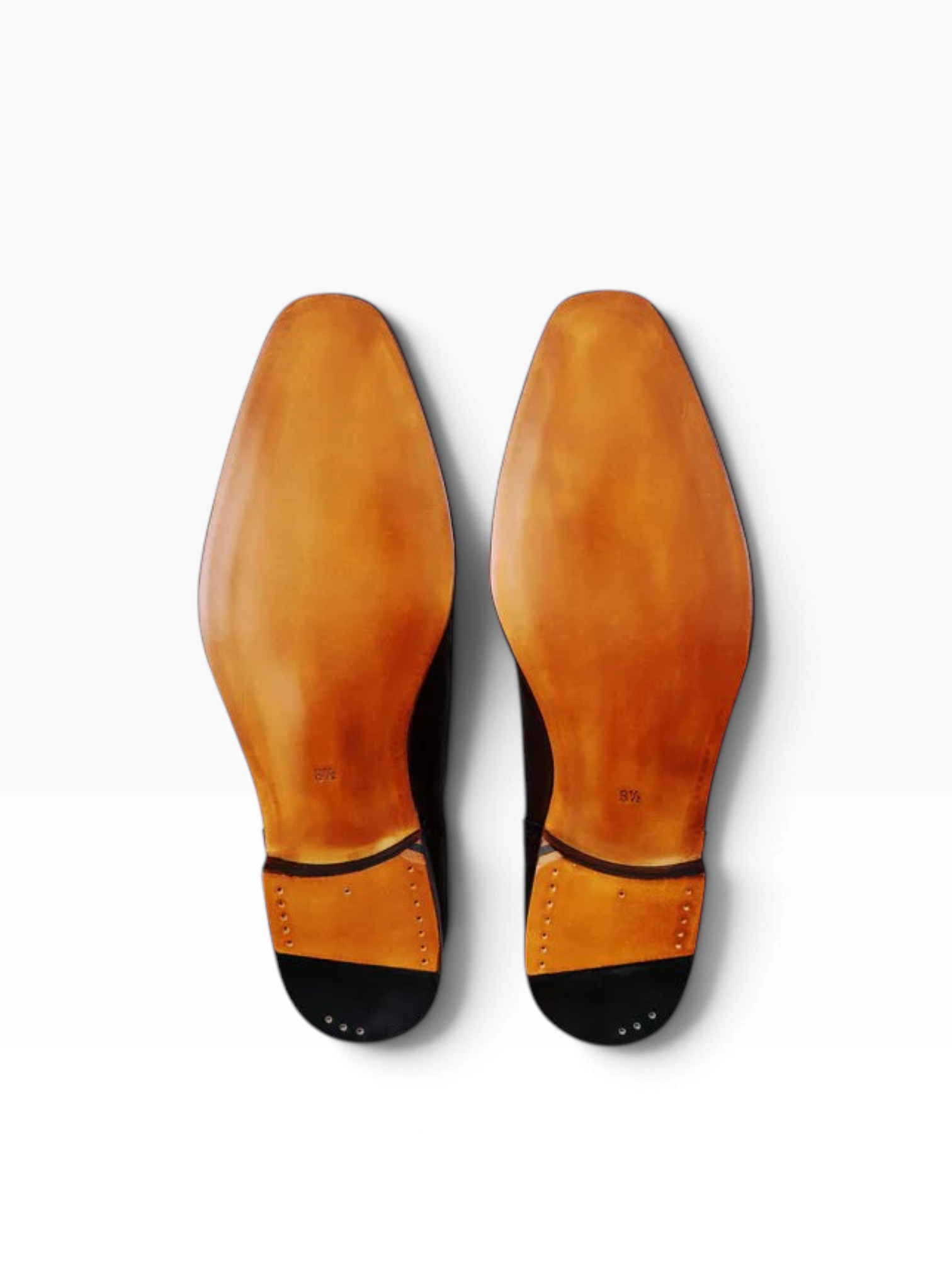 Bourgee a world class shoe store TLB Williams 502 Alan black boxcalf leather Oxford shoes showing tan leather soles