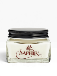 Bourgee a world class shoe store Saphir Medaille d’Or Pommadier 1925 cream polish in a glass jar with black lid