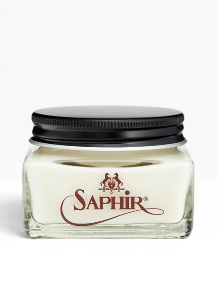 Bourgee a world class shoe store Saphir Medaille d’Or Pommadier 1925 cream polish in a glass jar with black lid