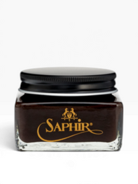 Bourgee a world class shoe store Saphir Medaille d’Or Pommadier 1925 cream polish in a glass jar for leather care.