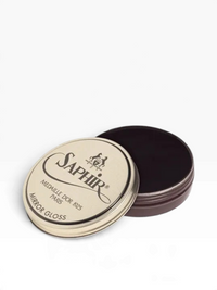 Bourgee a world class shoe store Saphir Medaille d'Or Mirror Gloss wax polish in a 75ml tin for high-shine glazing.