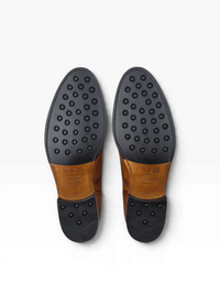 Bourgee a world class shoe store TLB Murphy 503 Alan brown leather Oxford shoes showing the durable black rubber soles