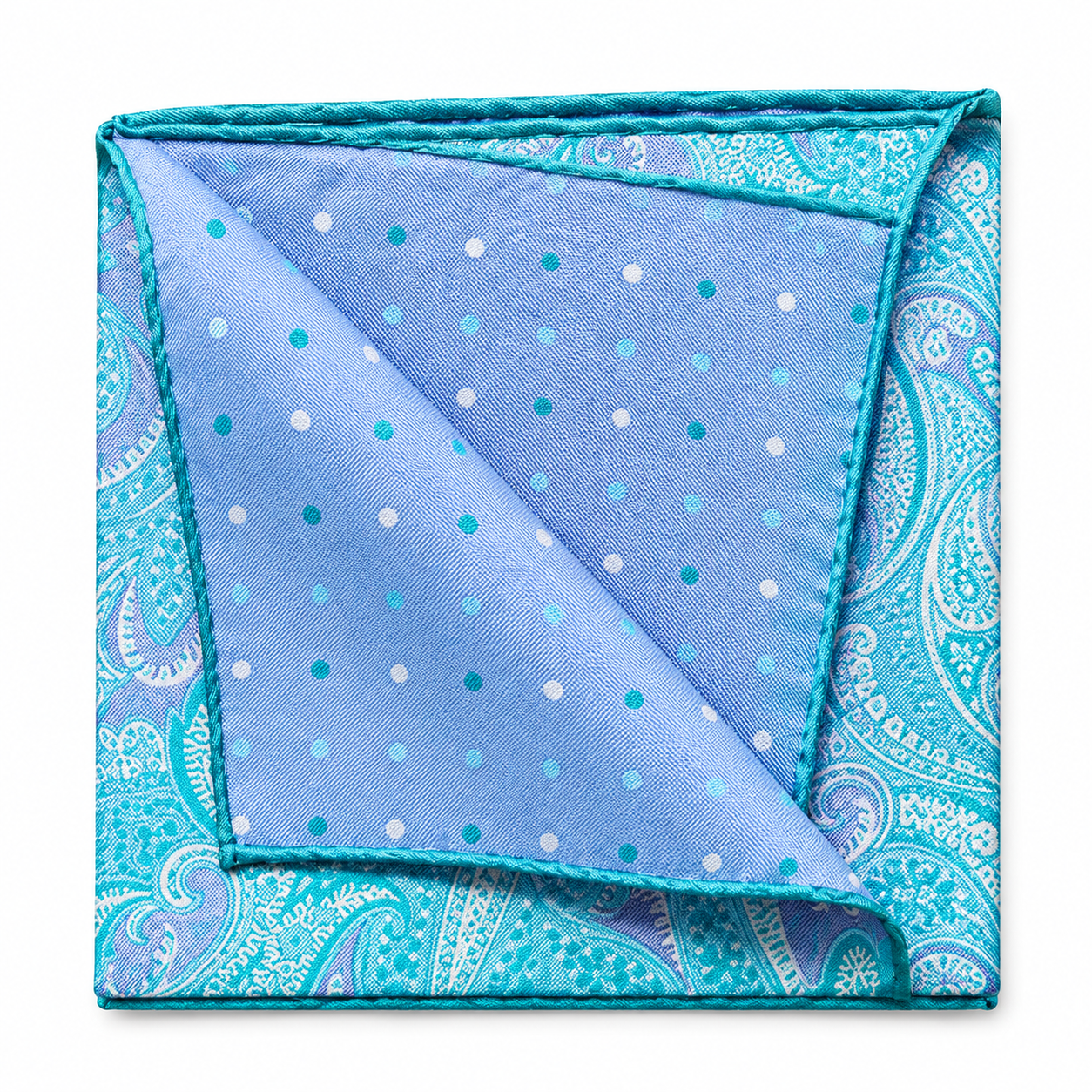 Silk Pocket Square – light blue Paisley Print
