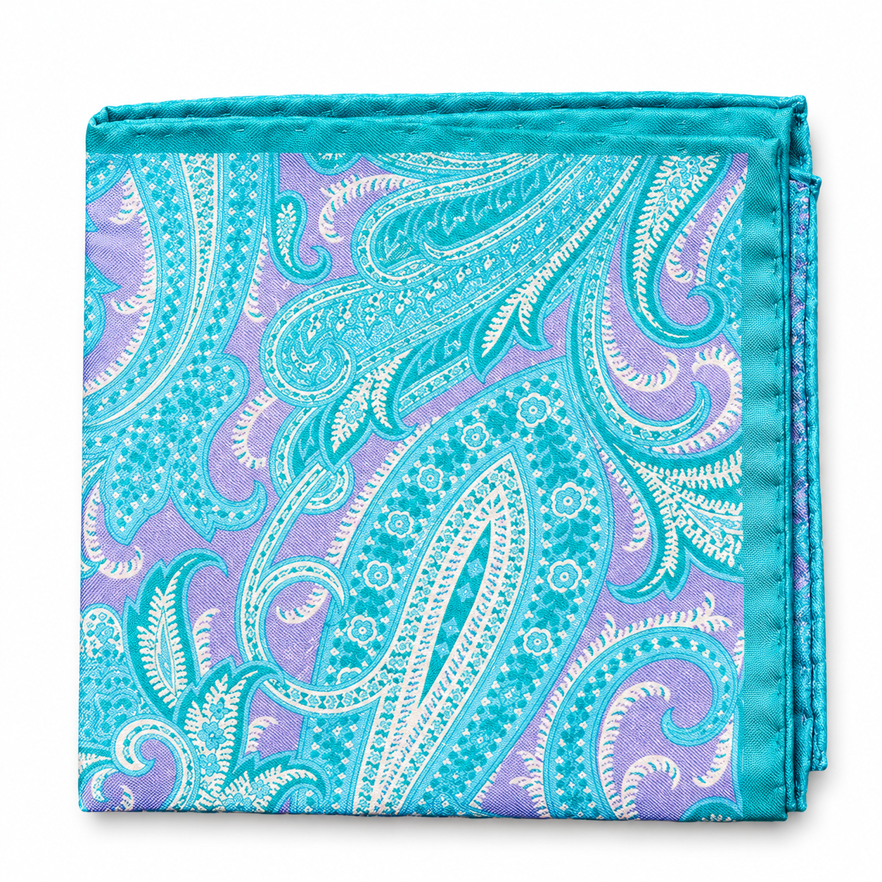 Silk Pocket Square – light blue Paisley Print