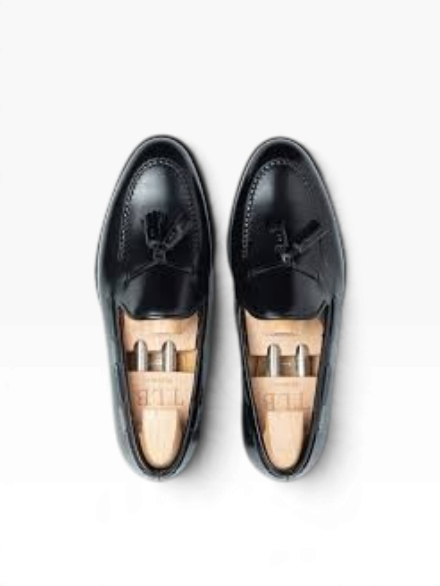 Bourgee a world class shoe store TLB Lancaster black boxcalf leather tassel loafers with wooden shoe trees