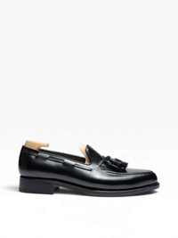 Bourgee a world class shoe store black boxcalf leather tassel loafer with Goodyear welted construction
