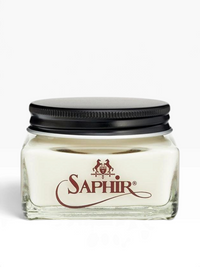 Bourgee a world class shoe store Saphir Cordovan leather cream in a 75ml glass jar with a black screw-top lid.