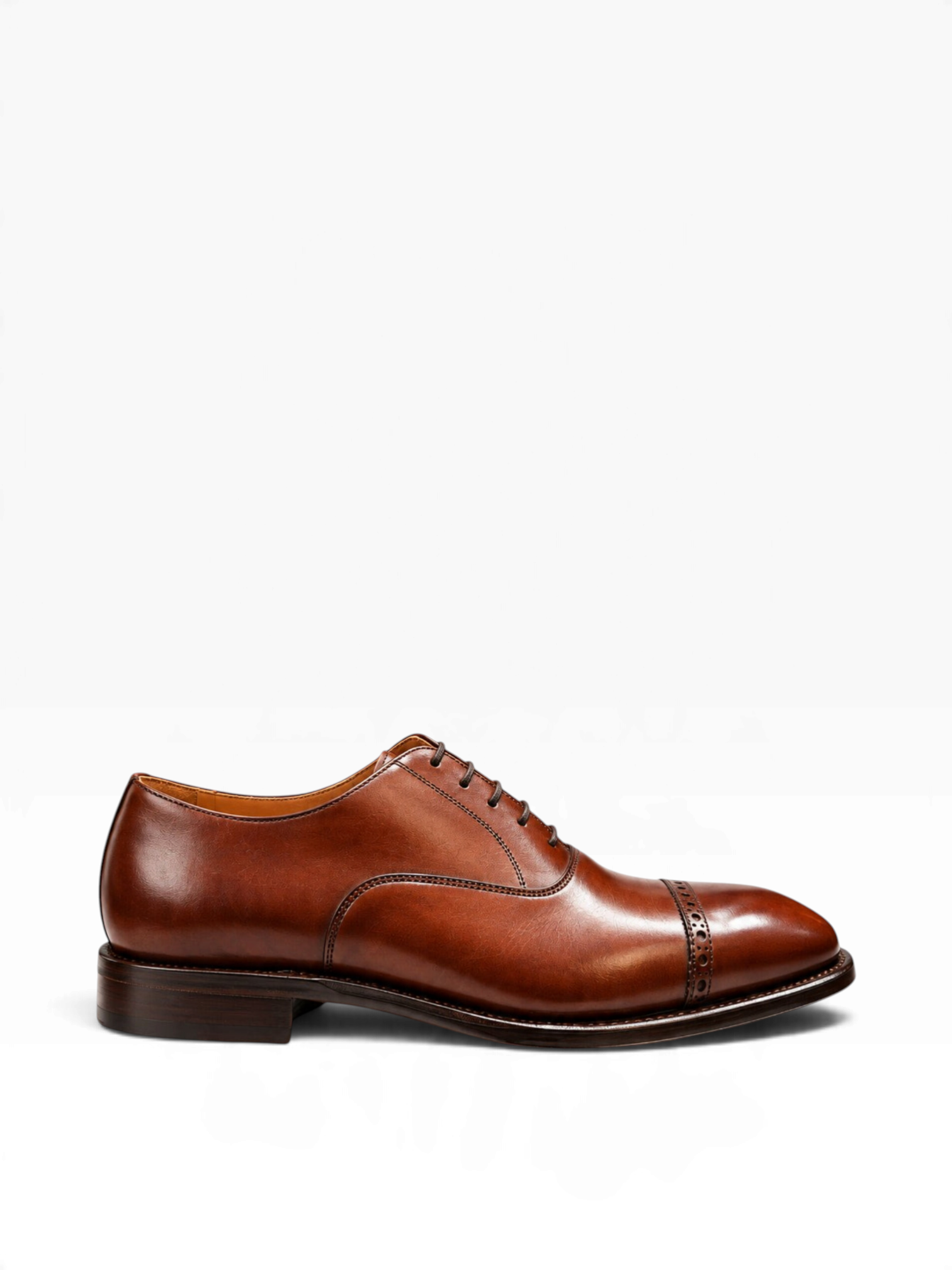 Bourgee a world class shoe store Berwick 5466 brown leather cap toe oxford shoe with subtle brogue toe detailing