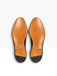 Bourgee a world class shoe store TLB Martin penny loafer showing the smooth vegetable tanned leather sole