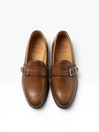 Bourgee a world class shoe store Berwick 5470 tan leather monk strap loafers with metal buckles and Goodyear welt