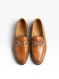 Bourgee a world class shoe store Berwick 1707 tan leather horsebit loafers with silver metal hardware