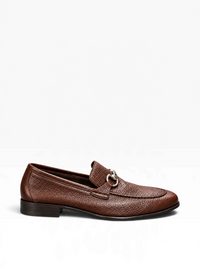 Bourgee a world class shoe store Berwick 5520 brown soft leather horsebit loafer with Blake-stitched construction