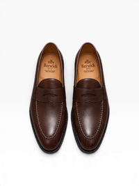 Bourgee a world class shoe store Berwick 5461 dark brown leather penny loafers with Goodyear welted construction