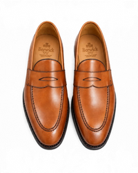 Bourgee a world class shoe store Berwick 5461 tan leather penny loafers with Goodyear welted construction