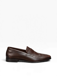 Bourgee a world class shoe store Berwick 5105 dark brown leather penny loafer with classic apron stitching