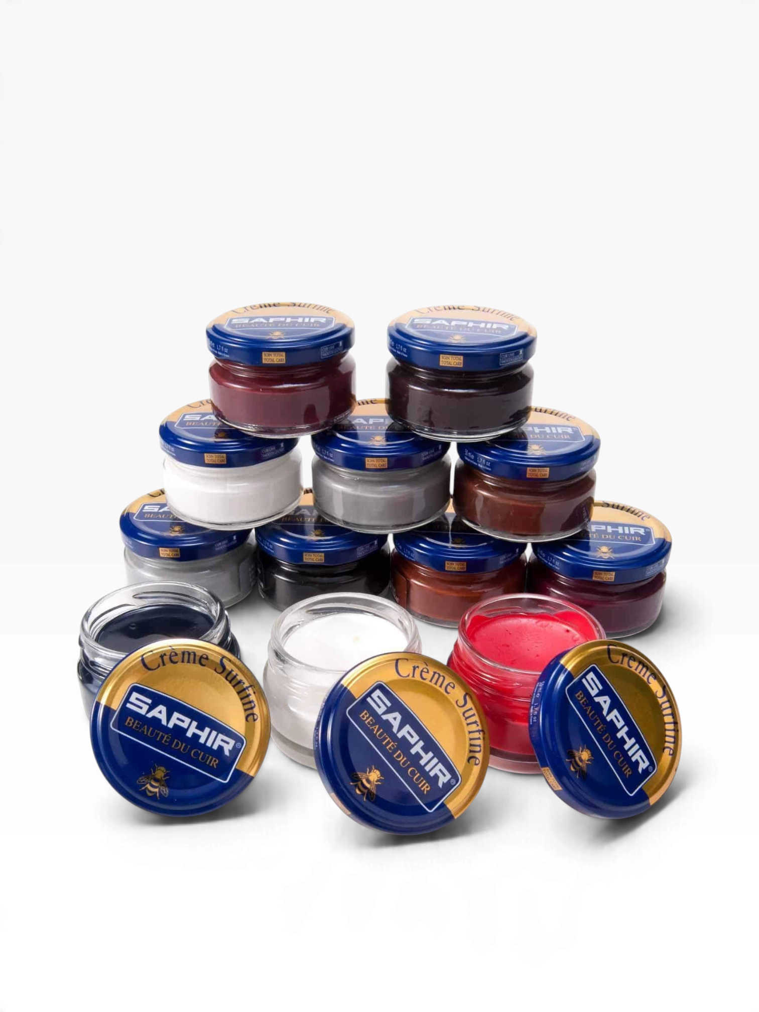 Bourgee a world class shoe store Saphir Beaute du Cuir Cream Surfine jars in various colors for leather shoe care