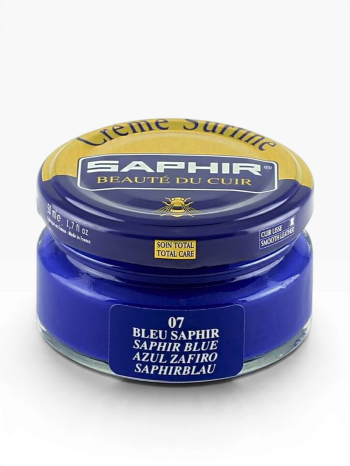 Bourgee a world class shoe store Saphir Beaute du Cuir Cream Surfine in Saphir Blue for nourishing smooth leather